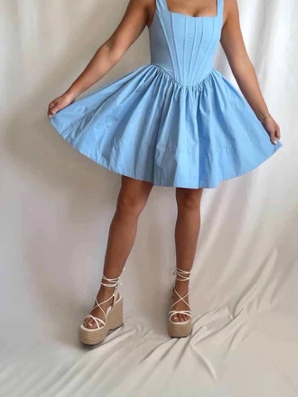 Lovely Day Powder Blue Pleated Mini Dress